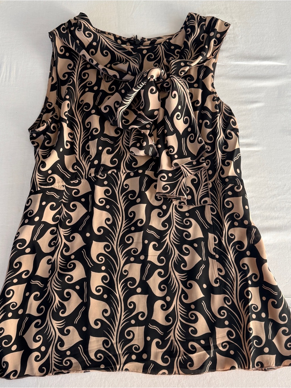 Marni Pink and Navy Swirl Print Blouse with Neck Tie